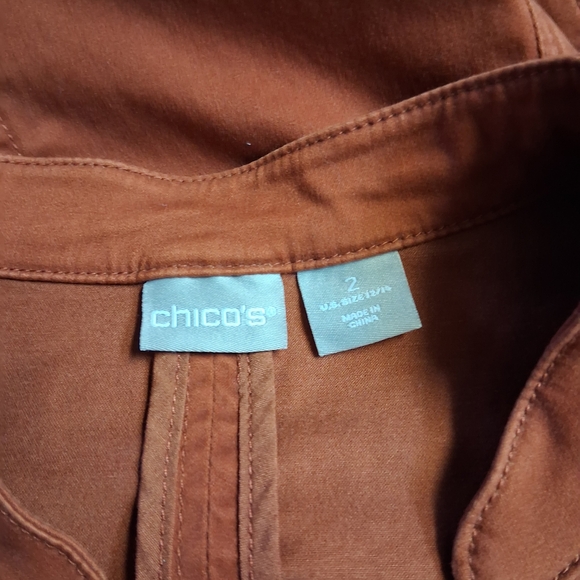 Chico's Burnt Orange Military Jacket Size 2 Usa Size 12/14 - Picture 2 of 16